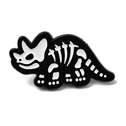 Белый Эмалевые булавки трицератопса, булавки для лацканов из сплава для одежды рюкзака, белые, 20x37 мм