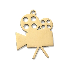 Золотой 201 подвески из нержавеющей стали, подвески для кинопроектора, золотые, 21.5x16x1 мм, отверстие : 1.5 мм