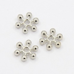 Platinum Zinc Alloy Beads Spacers, Cadmium Free & Lead Free, with One Hole, Snowflake, Platinum, 8.5x2.5mm, Hole: 1.5mm