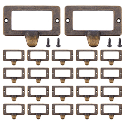 Antique Bronze 25Pcs Rectangle Zinc Alloy Label Frame Card Holder, for Drawer, Jewelry Box Accessories, with Screw, Antique Bronze, 43.5x58.5x2.3~14mm