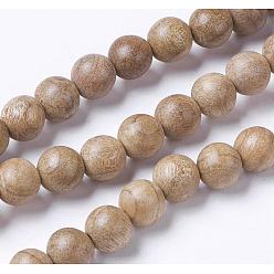 BurlyWood Natural Wood Beads Strands, Round, BurlyWood, 10mm, Hole: 1mm, about 38pcs/strand, 14.9 inch(38cm)