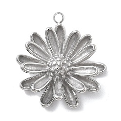 Нержавеющая Сталь Цвет 304 подвески из нержавеющей стали, цветочный шарм, анти-тускнение, цвет нержавеющей стали, 26x23x7 мм, отверстие : 2 мм