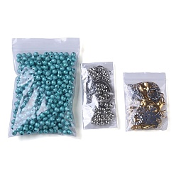 Dark Turquoise DIY Stainless Steel Findings & Steel Wires & Brass Beads & Acrylic Beads Kits, Dark Turquoise, 8~35x6~26.5x1~5.5mm, Hole: 1.2~2.6mm
