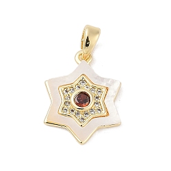 (123L) Белый крем непрозрачный блеск Латунные микро проложить кубического циркония подвески, без кадмия, без никеля и без свинца, с оболочкой, шестигранные прелести, огнеупорный кирпич, 17x13x3 мм, отверстие : 4x2 мм