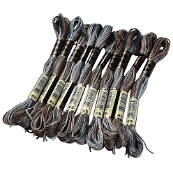 Коричневый 10 мотки 6-слойная полиэфирная нить для вышивания, нитки для вышивки крестом, сегмент окрашенный, кофе, 0.5 мм, около 8.75 ярдов (8 м) / моток