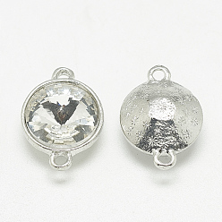 Кристалл Сплав стекла rivoli горный хрусталь звенья соединители, граненые, конус, платина, кристалл, 19x13.5x8 мм, отверстие : 1.5 мм