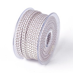 White Braided Cowhide Cord, Leather Jewelry Cord, Jewelry DIY Making Material, White, 3mm, about 54.68 yards(50m)/roll