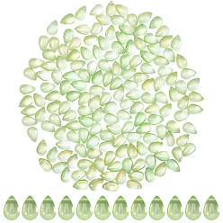 Светло-зеленый 200 шт. Прозрачные стеклянные подвески, окрашенные распылением, с блеском порошок, слеза, светло-зеленый, 9x6x6 мм, отверстие : 1 мм