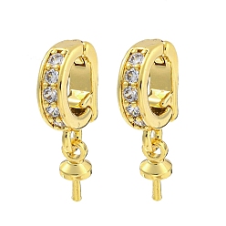 Real 18K Gold Plated Brass Micro Pave Clear Cubic Zirconia Pendant Bail, Cadmium Free & Nickel Free & Lead Free, Real 18K Gold Plated, 15mm