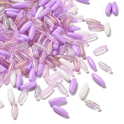 Орхидея Окрашенные стеклянные бусины, продолговатый длинный овал, разнообразные, сиреневые, 12.5x4.5 мм, отверстие : 0.9~1 мм, Около 2857 шт / 1000 г