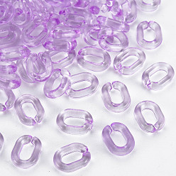 Medium Orchid Transparent Acrylic Linking Rings, Quick Link Connectors, For Jewelry Chains Making, Oval, Medium Orchid, 10x7.5x2.5mm, Hole: 3x5.5mm