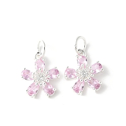 Лавандовый румянец Латунные микро проложить кубического циркония подвески, , стойки покрытие, прочное покрытие, без кадмия и без свинца, с целью перехода в кольце, лавандовый румянец, 14.5x12.5x4.5 мм, отверстие : 4.5 мм