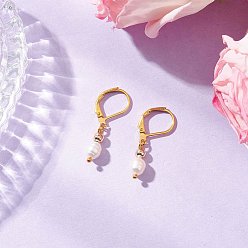 Золотой Серьги с натуральным барочным жемчугом и овальной застежкой-русалкой, с фурнитурой латунной для серег, золотые, 29.5x5.5 мм