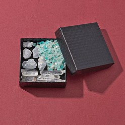 Смешанные камни 65g грубые необработанные натуральные смешанные наборы драгоценных камней, нет отверстий / незавершенного, самородки/чип, природный кристалл кварца и целестин/целестин и амазонит, 1~46x1~18.5x0.5~14 мм