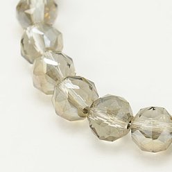 Светло-коричневый Стеклянные бусины с гальваническим покрытием , с полным покрытием блестки, граненые, круглые, загар, 8 мм, отверстие : 1 мм