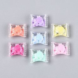 (52) Непрозрачная лаванда Прозрачные пластиковые бусины, бусина в бусине, сладкая конфета, разноцветные, 21x17x9.5 мм, отверстие : 3 мм, Около 362 шт / 500 г