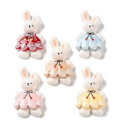 (52) Непрозрачная лаванда Непрозрачные кабошоны из смолы, кролик, разноцветные, 34.5x19.5x7.5 мм