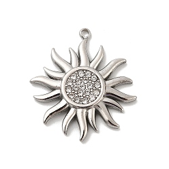 Нержавеющая Сталь Цвет 304 из нержавеющей стали горный хрусталь подвески, солнечные чары, без кадмия, без никеля и без свинца, цвет нержавеющей стали, 29x26x3 мм, отверстие : 1.8 мм