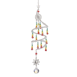 Разноцветный Украшение подвески из стеклянных бусин, Солнце и круглая кисточка из сплава для садовых подвесных украшений на открытом воздухе, красочный, 345x60 мм