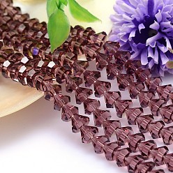 Old Rose Faceted Cone Imitation Austrian Crystal Bead Strands, Grade AAA, Old Rose, 6x4mm, Hole: 0.7~0.9mm, about 100pcs/strand, 15.7 inch
