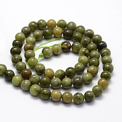 Green Jade Natural Chinese Jade Beads Strands, TaiWan Jade, Round, 6mm, Hole: 1mm, about 58~60pcs/strand, 15 inch