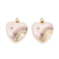 Льняное Полотно 304 подвески из нержавеющей стали с хрустальными стразами и эмалью, сердце, с целью перехода в кольце, ионное покрытие (ip), реальный 18 k позолоченный, белье, 19x17.5x4 мм, отверстие : 2.8 мм