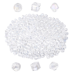 Clear 240Pcs 3 Style Electroplate Glass Beads, Mixed Shapes, Clear, 80pcs/style