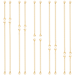 Настоящее золото 18K 20 шт. 5 стиль ионное покрытие (ip) 304 удлинитель цепи из нержавеющей стали, концевые цепочки с застежкой-карабином, реальный 18 k позолоченный, 55~152 мм, 4 шт / стиль