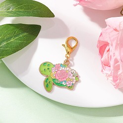 Turtle Подвеска-цветок из эмалевого сплава для украшения сумок, разноцветные, черепаха, 42.5 мм