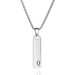 Letter Q 304 Прямоугольная цепочка из нержавеющей стали с подвеской в виде буквы., не тускнеет, Буква Q, 22.83 дюйм (58 см)