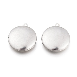 Нержавеющая Сталь Цвет Не тускнеет 316 нержавеющая сталь пустые штампованные бирки медальоны подвески, фото прелести рамка для ожерелья, плоско-круглые, цвет нержавеющей стали, лоток : 14x14 мм, 23x20x5.5 мм, отверстие : 1.5 мм