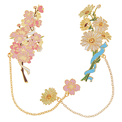 (52) Непрозрачная лаванда 2шт 2 стили латунные эмалевые закладки, металлический кулон в виде цветка книжный маркер, ромашка и сакура, разноцветные, 175 мм, Кулон : 15.5~16x16~17x0.3~0.4 мм, 1 шт / стиль