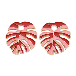 (123L) Белый крем непрозрачный блеск Стойки обшивки сплава эмали подвески, без кадмия, без никеля и без свинца, лист монстры, золотой свет, огнеупорный кирпич, 33.5x30x1.5 мм, отверстие : 5 мм