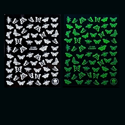 Butterfly Luminous Plastic Nail Art Stickers Decals, Self-adhesive, For Nail Tips Decorations, Halloween 3D Design, Glow in the Dark, Butterfly, 10x8cm