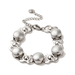 Нержавеющая Сталь Цвет Не тускнеет 304 браслет из плоской круглой цепочки из нержавеющей стали, цвет нержавеющей стали, 6-1/4 дюйм (15.8 см), широк: 12 мм