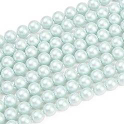 Светло-голубой Матовые бусы пряди стекла жемчуг, круглые, светло-голубой, 8 мм, отверстие : 0.7 мм, около 51~52 шт / нитка, 15.94~16.02'' (40.5~40.7 см)