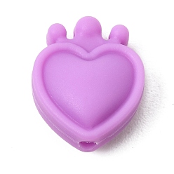 Orchid Silicone Focal Beads, Heart & Crown, Orchid, 17x14x8mm, Hole: 2.5mm