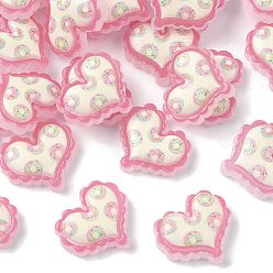 Pink Пластиковые эмалевые кабошоны, сердце, розовые, 18x20.5x5 мм