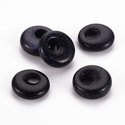 Blue Goldstone Synthetic Blue Goldstone Pendants, Donut/Pi Disc, 17.5~18.5x5.5mm, Hole: 5.5mm