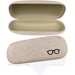 Beige 1Pc Iron Eyeglass Cases, Oval, with 1Pc Suede Fiber Glasses Cleaning Cloth, Beige, 160x62.5x38.5mm