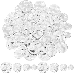 Посеребрённый 80шт 4 стили латунные подвески для разъемов, плоско-круглые, крутить круглые звенья, 925 серебро покрытием, 6~12x0.8~1 мм, отверстие : 0.8~1.4 мм, 20 шт / стиль