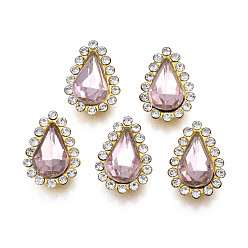 Violett Nähen auf Rhinestone, transparenter Glasrhinestone, mit eisernen Krappenfassungen, facettiert, Träne, Violett, 18x13x7 mm, Bohrung: 1.5 mm