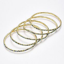 Изумруд AB Латунные цепные браслеты, со стразами, с покрытием AB цвета, золотые, изумруд ab, 2 дюйм (5 см), 2 мм