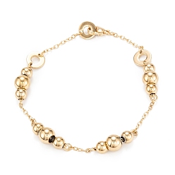 Золотой Вакуумное покрытие pvd 304 браслеты из нержавеющей стали с бусинами, круглые, золотые, 8-5/8 дюйм (22 см)