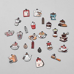 Mixed Shapes 25шт. эмалированные подвески из кофейного сплава, чёрные, прелести смешанных форм, 13.5~28x7~28x1~1.5 мм, отверстие : 1.4~2.2 мм