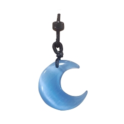 Vert De Mer Clair Colliers pour femmes avec pendentif en forme de croissant de lune œil de chat et cordon en polyester ajustable, vert de mer clair, 27.56 pouce (70 cm)