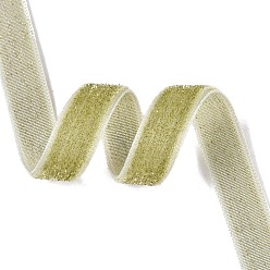 Olive Ruban de velours simple face à paillettes scintillantes, Ruban en polyester et nylon avec cordon métallique, pour accessoires de vêtement, olive, 3/8 pouces (10 mm), environ 218.72 yards (200m)/rouleau