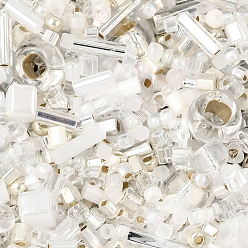 Clear 50G MIYUKI Seed Beads Mix, Japanese Seed Beads, Mixed Shape, Clear, 1~9x1.5~2mm, Hole: 0.5~1mm