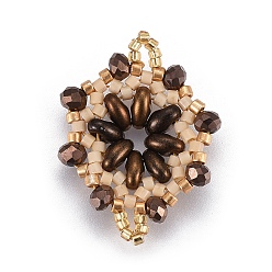 Персиковый Слойка Японский бисер miyuki & toho ручной работы ссылки, Ткацкий станок, цветок, розовые, 24~25.6x19~19.2x3.2~3.6 мм, отверстие : 1.5~1.6 мм