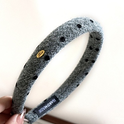 Темно-Серый Ткань ленты для волос, резинки для волос с волнистой точкой, для женщин или девочек, темно-серый, 135x150 мм